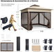 11X11 Pop up Gazebo Tent with Netting,Outdoor Canopy Shelter Easy Setup with Upgrade Wheeled Storage Bag,3 Height Positions& Water-Resistant for Family Patio & Garden Use (Khaki)