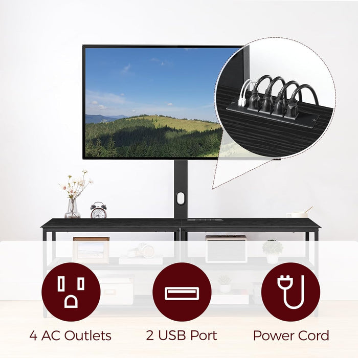 59" TV Stand with Mount and 4 Power Outlets, Entertainment Center Media Console, Swivel TV Stand Mount up to 75 Inch Tvs, Height Adjustable, Metal Frame for Living Room, Bedroom TVBK35E01