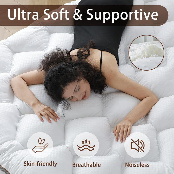 3 Inch Memory Foam Mattress Topper Queen, Extra Soft Pillow Top Mattress Topper with Breathable Air Mesh Sides, 1700GSM Fluffy Shredded Memory Foam Filled & Thicked down Alternative-Lined