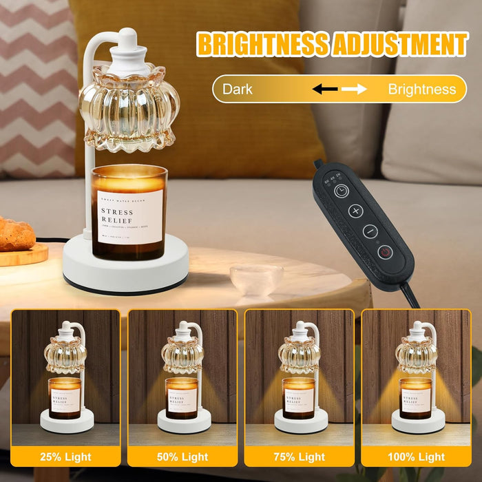 Candle Warmer Lamp with Timer&Dimmer, White Candle Warme Light Ideal Birthday, Wax Melt Warmer for Home Decor