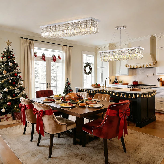 K9 Crystal Rectangular Chandelier 10 Light ChromeFinish