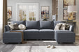 Modular U-Shaped Sectional Sofa Bluish Grey, Storage