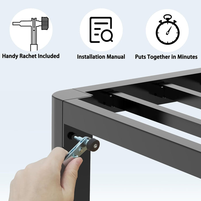 10 Inch Twin Metal Bed Frame with Rounded Corner,Mattress Retainer