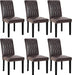 Upholstered Dining Chairs Set of 6, Modern PU Leather Accent Parsons, Solid Wood Legs W/Rubber Footpads, for Living Room Kitchen, Coffee