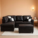 Sectional Sofa, L-Shape Faux Leather Sectional Sofa Couch Set with Chaise, Ottoman, 2 Toss Pillow Using for Living Room Furniture.（Black）