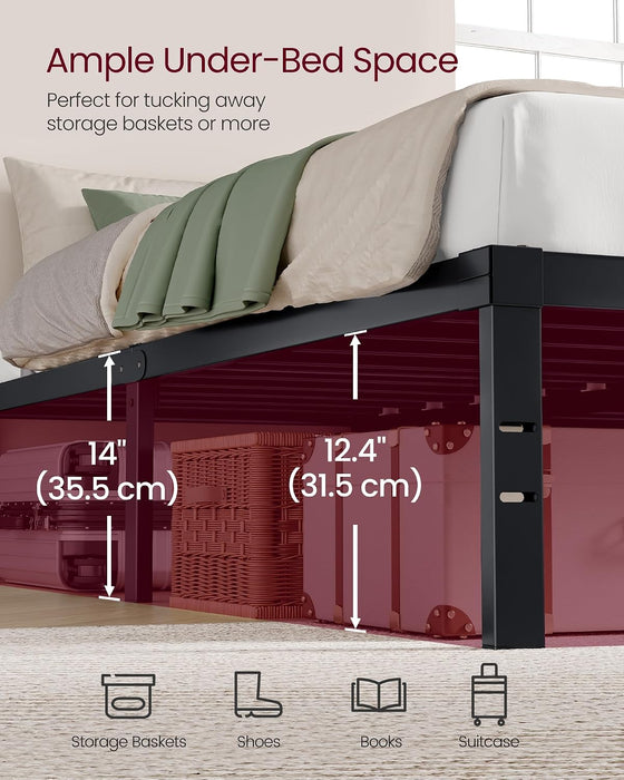 King Metal Bed Frame, 14 Inches Tall, 1100 Lb Weight Capacity