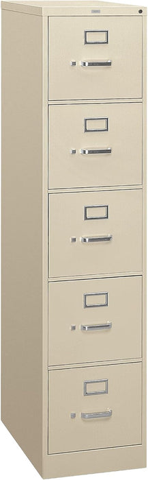 5 Drawer Vertical File Cabinet with Lock, Metal Filing Cabinets with 5 Drawer Letter File for Offices, Hanging Files, and Vertical Letters, 26.5" Deep, Putty