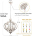 Wooden Farmhouse Chandelier, 5 Lights Antique Distressed White Cottage French Country Chandelier Ceiling Light Fixture Vintage Rustic Pendant Light for Kitchen Island Living Dining Room Bedroom Foyer