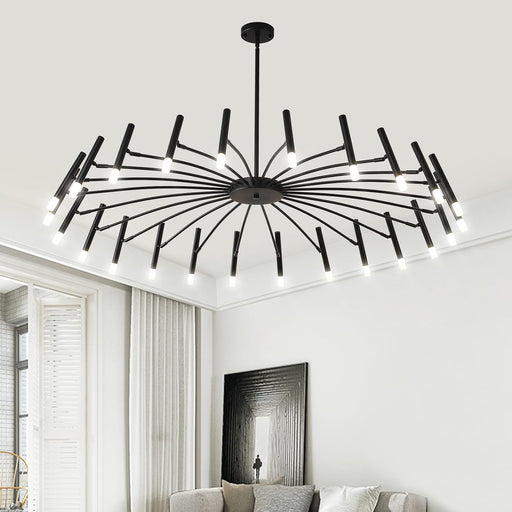 53 Inch Black Architectural Round Chandelier LEDLight