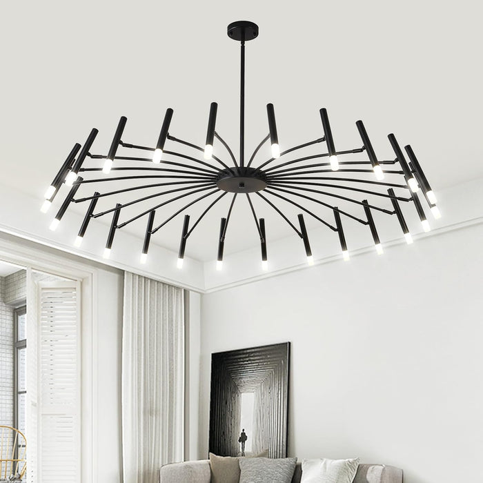 53 Inch Black Architectural Round Chandelier LEDLight