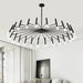 53 Inch Black Architectural Round Chandelier LEDLight