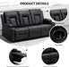Recliner Chair Set, Furniture 3PC Bonded Leather Recliner Set Living Room Set, Sofa, Recline Chair (Black,Living Room Set 3)
