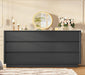 55" Dresser for Bedroom with 6 Drawers, Black Dresser with Metal Slide, Bedroom Dressers, Wood Dressers & Chests of Drawers for Bedroom, Hallway, Black