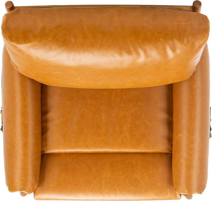 Mid-Century Arm Chair Caramel PU Leather Upholstery