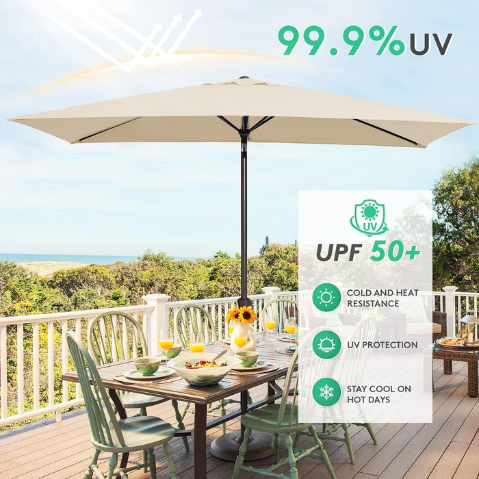 6.5X10Ft Olefin Rectangular Patio Umbrella, Beige