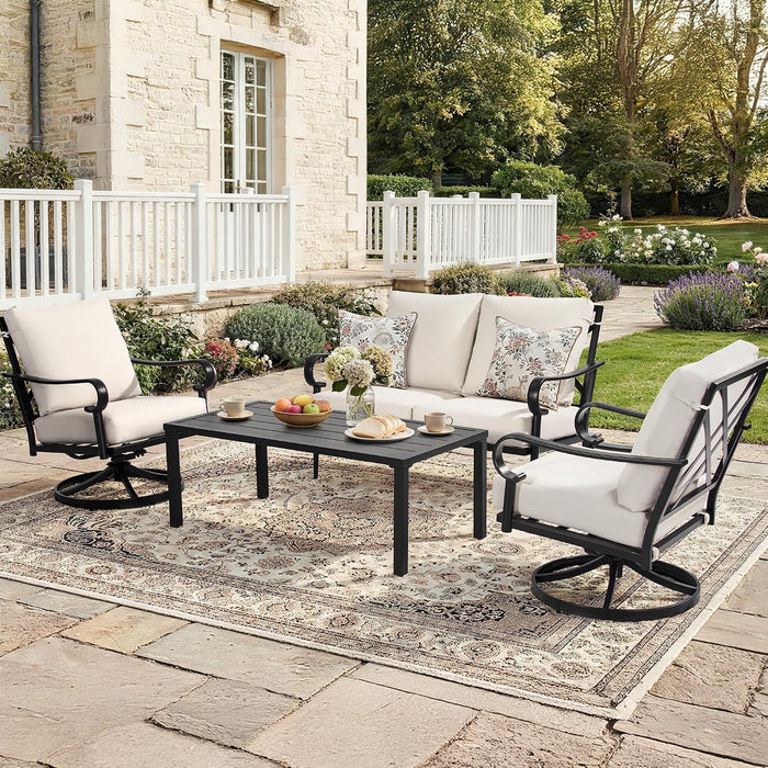 4 Piece Vintage Patio Furniture Set, Patio Conversation Set with 2 Rockers