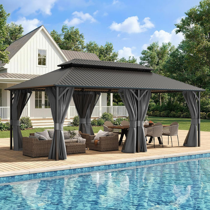 12x20 Ft WeatherResistant Outdoor Gazebo With Curtains