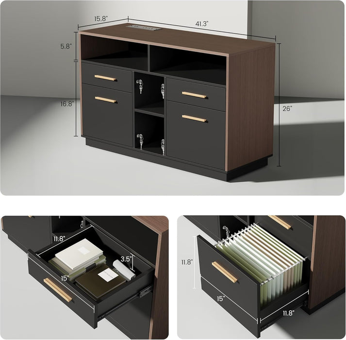 Walnut SeventyOneInch Height Adjustable Standing Desk Cabinets
