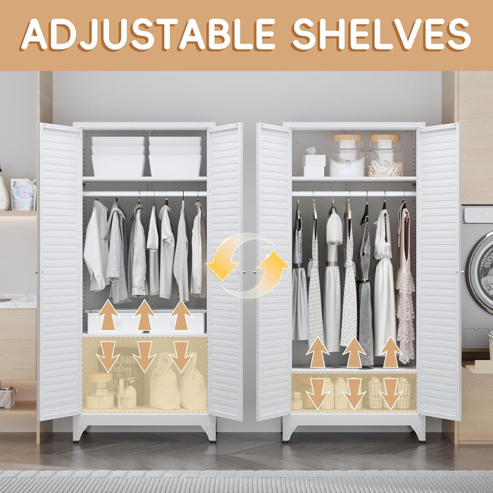 SeventyOneInch Industrial Metal Wardrobe Cabinet Hanging Rod