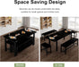 5-Piece Dining Table Set for 4-8 People, 63" Large Extendable Kitchen Table Set with 2 Benches and 2 Square Stools, Dining Room Table with MDF Wood Board, Easy Assembly, Black
