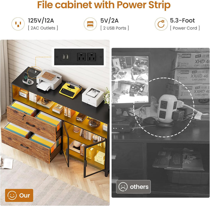 59" Filing Cabinet with Lock Drawers Fits Legal Size for Home Office