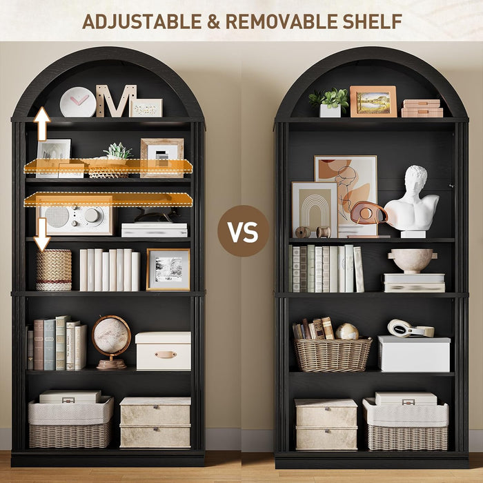Arched Bookshelf, 75.8" Tall Arch Bookcase with Storage