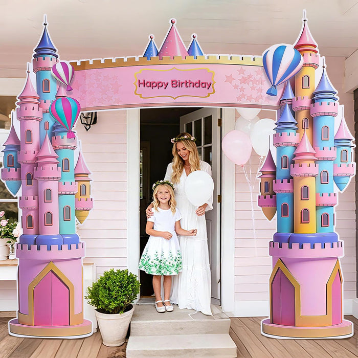 7 Ft X 7.5 Ft Extra Large Cardboard Castle Playhouse| Pink Girl Birthday Cardboard Fort| Castle Royal Cutout| Princess Party Decorations Perfect for School Parties and Celebrations