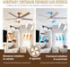 Ceiling Fans with Lights, 52 Inch Brushed Nickel Ceiling Fans with Lights and Remote Control, Reversible, 3CCT, Dimmable, Noiseless, Downrod, Modern Ceiling Fan for Bedroom, Indoor/Outdoor Use
