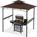 8'X 5' Grill Gazebo Shelter, Outdoor BBQ Gazebo Canopy with LED Light (Coffee)