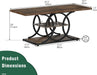 Rustic Coffee Table with Storage Industrial 3 Tier Center Living Room Table Farmhouse Wooden Rectangle Cocktail Tea Table for Office Bedroom Elegant Full Moon round Metal Frame (Brown, L-47)