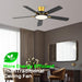 52 Inch Ceiling Fans with Lights and Remote,Ultra Silent Low Profile Ceiling Fan with Three Color Temperature and Dimmable Light with Reversible Blades Black Gold