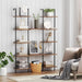DIY Ladder Shelf, 6-Tier Wooden Wall Mounted Bookshelf, Narrow Bookcase, Display Shelf, Storage Rack, Plant Stand, for Living Room, Bedroom, Study, Balcony, Rustic Brown and Black BF651CJ01