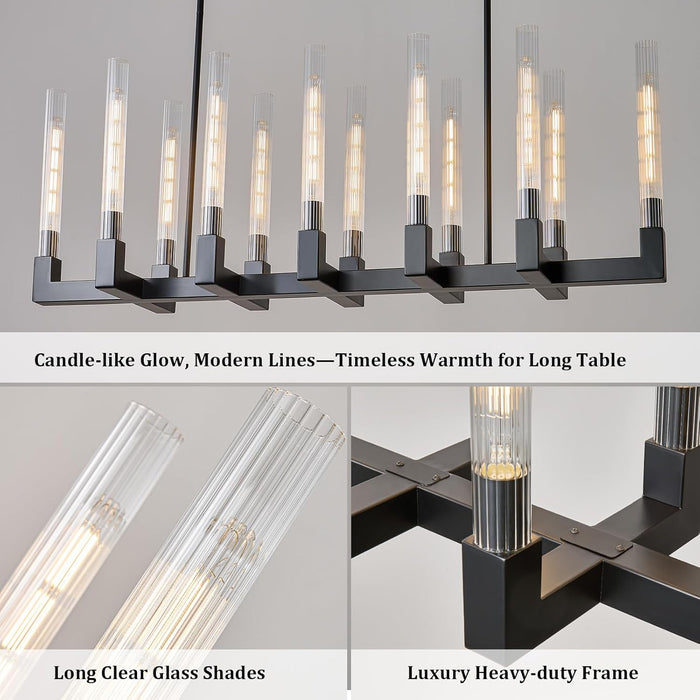 Black Farmhouse Dining Room Linear Chandelier Fixture