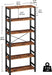 Bookshelf, 31.5" Wide 6-Tier Industrial Bookcase, Vintage Brown