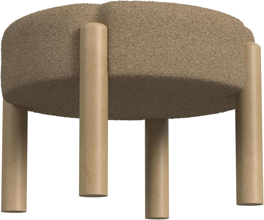 Luna Modern round Ottoman Home Décor|Ottoman for Living Room & Bedroom - Brown Boucle