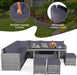 7 Pieces Rattan Wicker Patio Conversation Set (Grey)
