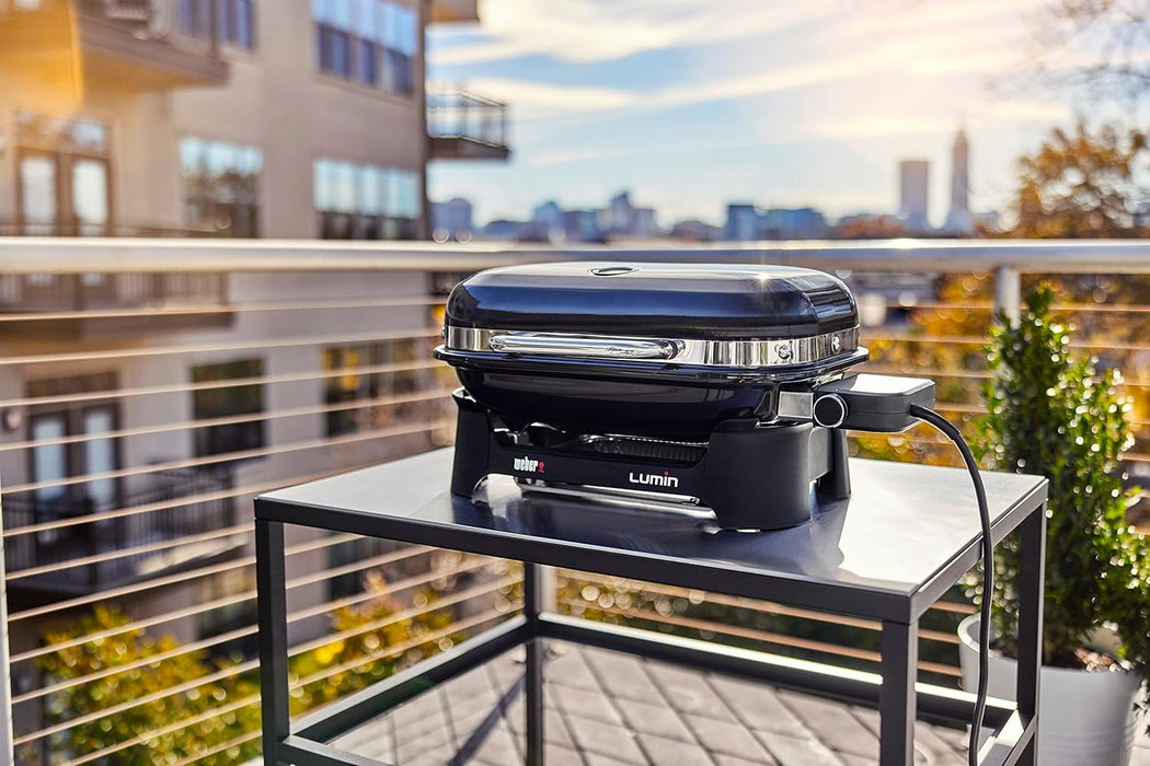 Weber Lumin Compact Outdoor Electric Barbecue Grill, Black - Great Small Spaces Such as Patios, Balconies, and Decks, Portable and Convenient
