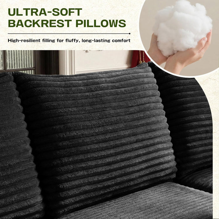 Black 96-Inch U-Shape Contemporary Modular Sectional Sofa