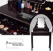 Vanity Set with Lighted Mirror, Makeup Table with 10 LED Dimmable Bulbs, 3 Drawers, 2 Dividers, Modern Bedroom Dressing Table Vanity Desk with Stool for Women Girls (Espresso)