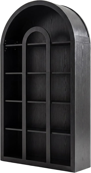 Tribesigns 71" Tall Bookshelf Set of 2, 5-Tier Black Arched Bookcase with Open Shelves, Vintage Free-Standing Display Shelves with Rustic Wood Finish for Living Room, Office, Bedroom