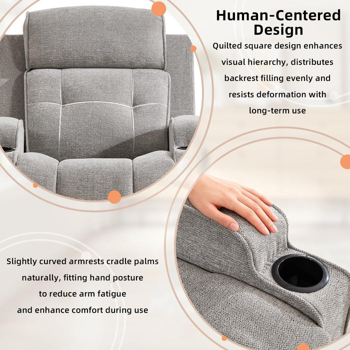 CAMMOV 67" Manual Loveseat Recliner Sofa, Wall-Hugger 2 Seat Reclining Loveseat Couches with 2 Concealed Cup Holders, Hidden Storage, Chenille Fabric Reclinable Sofa for Living Room, Light Grey