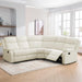 Flannel Recliner Sectional Sofa,Manual Reclining Sectional Couch,Off-White Living Room Furniture Set,5 Seats Recliner Couch for Home Office Apartment Bedroom