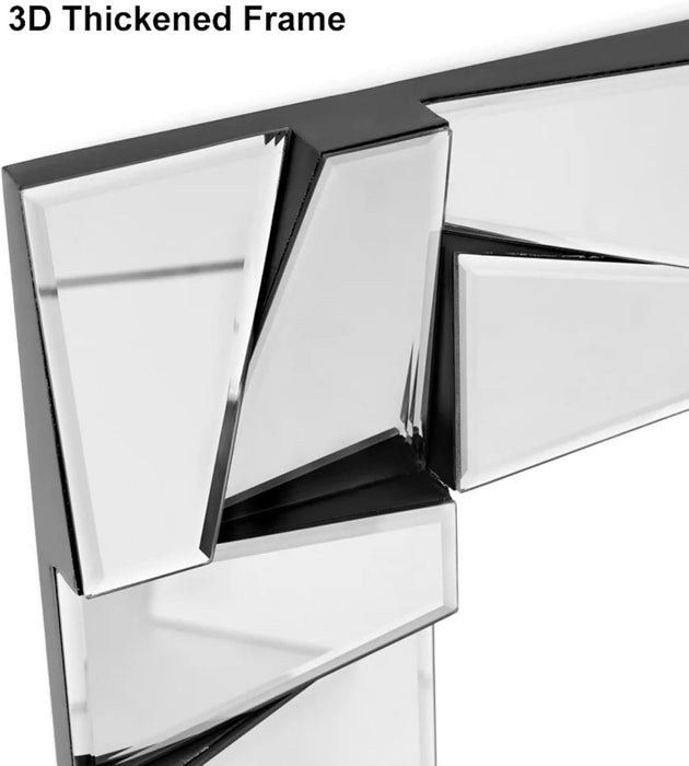 Full Length Floor Mirror, 31.5" X 63" Oversized Glam Rectangle Standing Mirror with 3D Silver Glass Frame for Bedroom, Dressing Room & Living Room