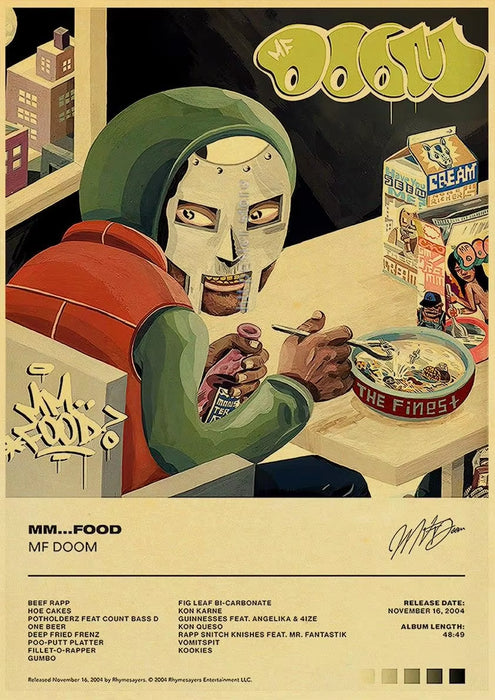 MF Doom Madlib Poster Retro Poster Painting Hip Hop Rap Music Album Star Picture Wall Art for Living Room Home Decor