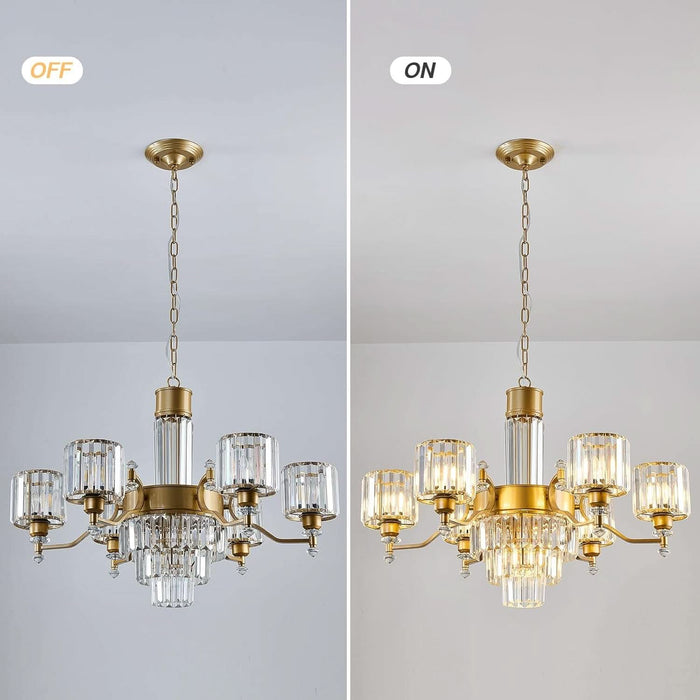 7-Light Modern Large Crystal Chandelier Gold Adjustable Hanging Pendant Light Vintage Farmhouse Ceiling Light Fixture for Living Room Dining Room Bedroom Foyer Entryway Staircase