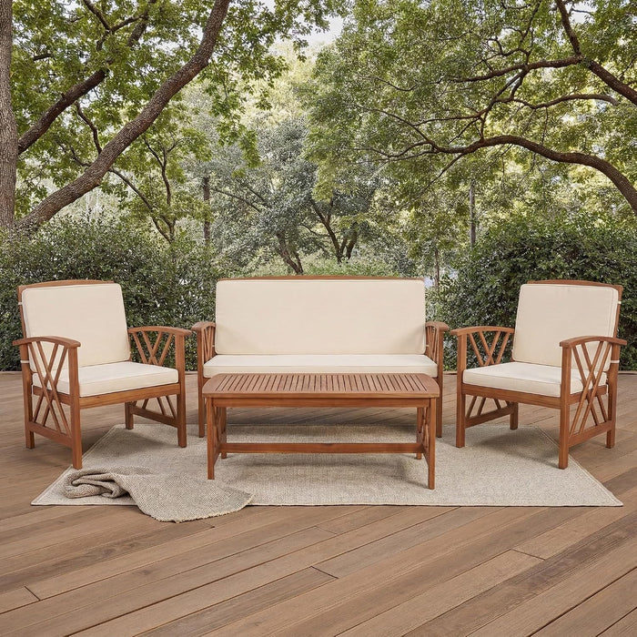 SAFAVIEH Outdoor Fontana 4-Piece Patio Sectional Sofa Set, 40.2" PAT7008A