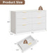53" Wide 6 Drawer Dresser for Bedroom, Modern Simple Wood Dresser Chest of Drawers Closet Store Organizer for Living Room, Hallway (White, 15.4" D X 53.1" W X 30.9" H (6 Drawers))