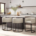 Counter Height Bar Stools Set of 2, 24 Inch Seat Height Barstools for Dining Room, Fabric Upholstered Bar Chair for Kitchen Island, Linen Counter Stools with Metal Legs, Beige