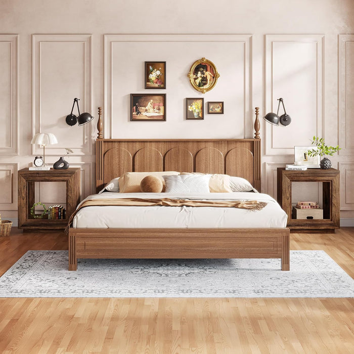 Rustic Wood End Table, 2 Tiered Square Side Table with Storage Shelf, Industrial Sofa Side Table for Living Room, Entrance (Rustic Brown) (1)