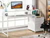 White Computer Desk with File Cabinet & Monitor Stand